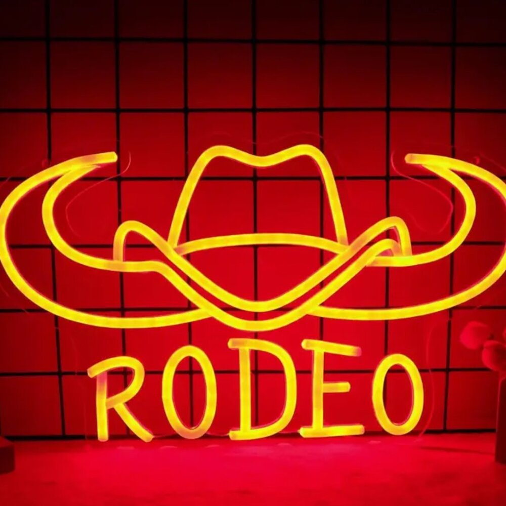 RODEO BULL HORN HAT NEON LED SIGN